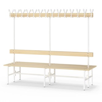 Novis Basic kaksipuolinen pukuhuonepenkki 200 cm, valkoinen runko