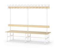 Novis Basic kaksipuolinen pukuhuonepenkki 200 cm, valkoinen runko