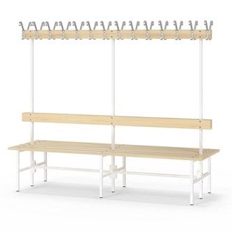 Novis Basic kaksipuolinen pukuhuonepenkki 200 cm, valkoinen runko