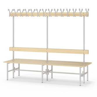 Novis Basic kaksipuolinen pukuhuonepenkki 200 cm, vaaleanharmaa runko