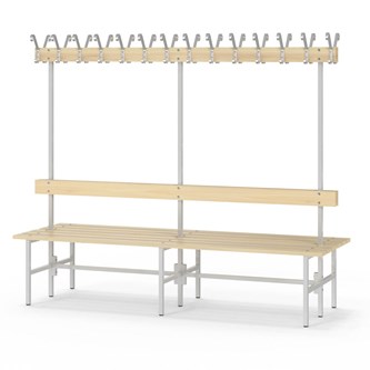 Novis Basic kaksipuolinen pukuhuonepenkki 200 cm, vaaleanharmaa runko