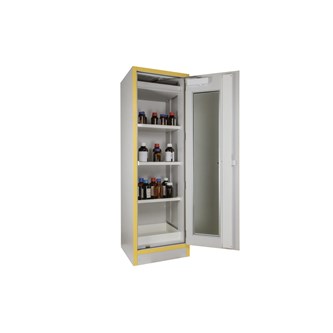 Kemikaalikaappi, paloluokka F30, lasiovi, 60,5x55x198 cm