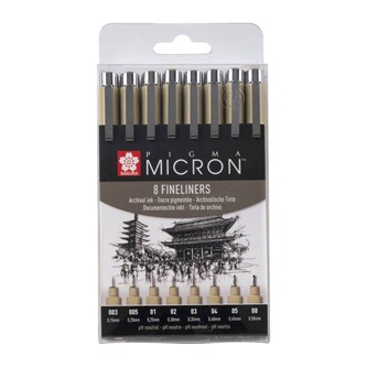Kuitukärkikynä Pigma Micron Black, 8 kpl
