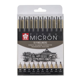 Kuitukärkikynä Sakura Pigma Micron, 10 kpl