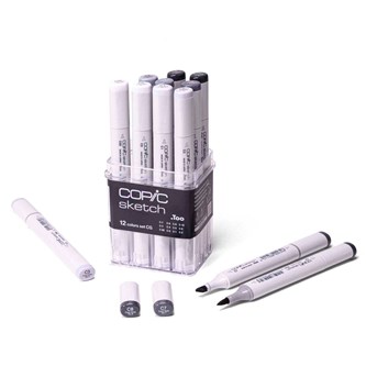 Huopakynä Copic Sketch Cool Grey, 12 väriä
