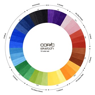 Huopakynä Copic Sketch Basic Set, 12 väriä