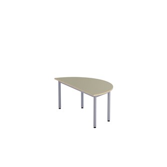 12:38 Pöytä Akustik Linoleum, puolipyöreä 120/60 cm, hopea jalusta