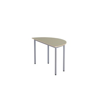 12:38 BX Pöytä Akustik Optimal Linoleum, puolipyöreä 120/60 cm, hopea jalusta