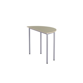 12:38 BX Pöytä Akustik Optimal Linoleum, puolipyöreä 120/60 cm, hopea jalusta