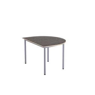12:38 BX Pöytä Akustik Optimal Linoleum, puolipyöreä 120/90 cm, hopea jalusta