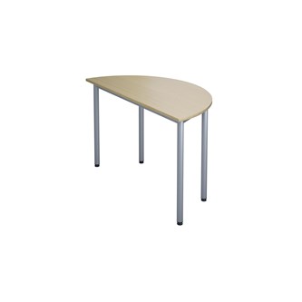 12:38 BX Pöytä Akustik Optimal Laminaatti, puolipyöreä 120/60 cm, hopea jalusta