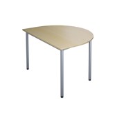 12:38 BX Pöytä Akustik Optimal Laminaatti, puolipyöreä 120/90 cm, hopea jalusta