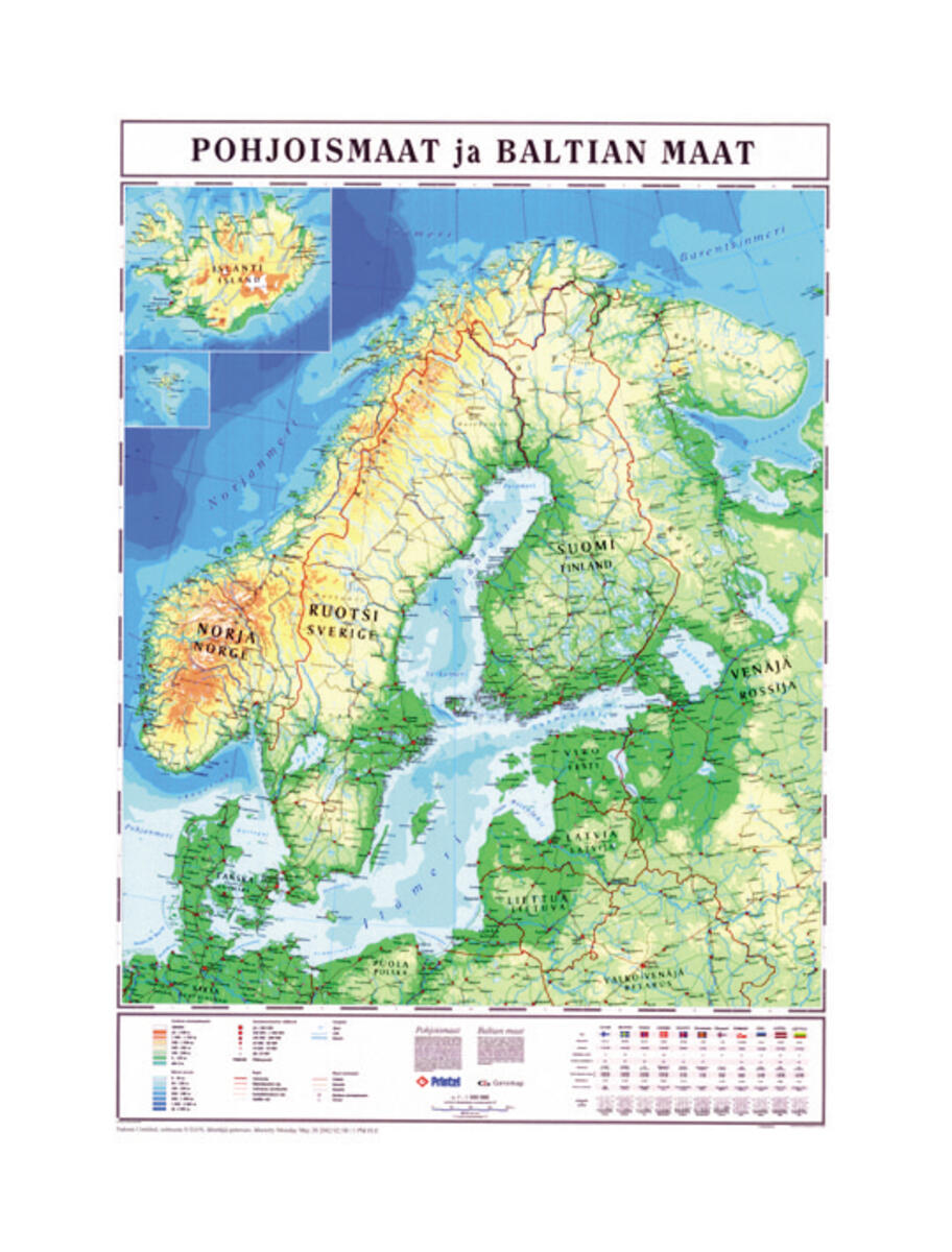 Pohjoismaat ja Baltia kartta, liukuvaunussa - Lekolar Suomi