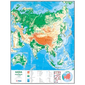 Aasian ja Australian kartta, liukuvaunussa