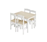 Lina pöytä ja 4 tuolia, valkoinen/koivu