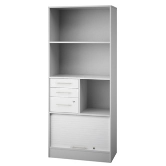 Ordna 190 rulokaappi, 3 ltk, avohylly, harmaa