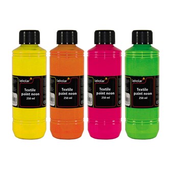 Tekstiilivärilajitelma Lekolar, neon 4 x 250 ml