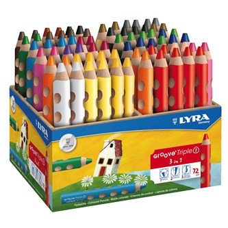 Värikynä Lyra Groove Triple, 12 väriä x 6 kpl ja kynäteline