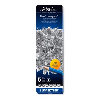 Piirustuskynäsarja Staedtler Mars Lumograph, 6 kpl