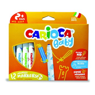 Kuitukärkikynä Carioca Baby, 12 väriä