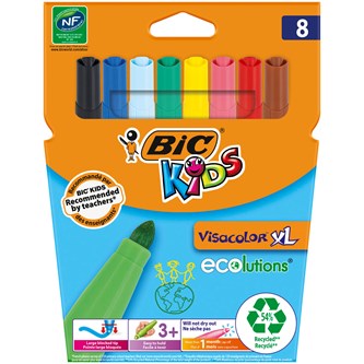 Kuitukärkikynä BIC Kids Visacolor XL, 8 väriä