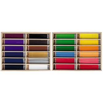 Värikynä Lekolar 3-kulm. 24 väriä x 12 kpl ja puulaatikot