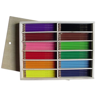 Värikynä Lekolar, 12 väriä x 15 kpl ja puulaatikko
