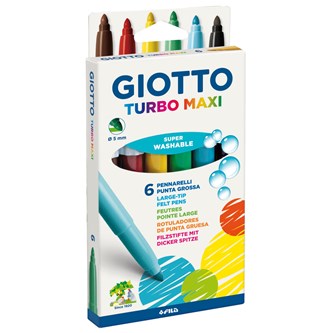Kuitukärkikynä Giotto Turbo Maxi, 6 väriä