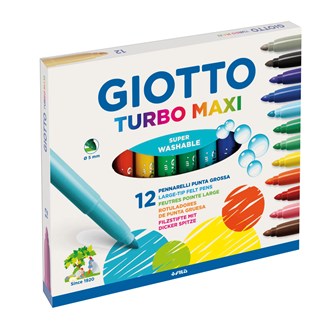 Kuitukärkikynä Giotto Turbo Maxi, 12 väriä