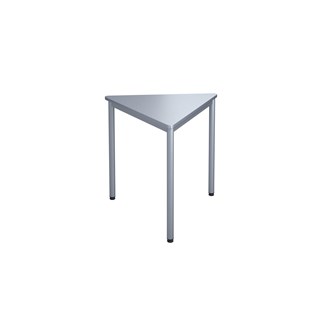 12:38 kolmiopöytä, 80x80x80 cm, pyöreät kulmat, hopea jalusta