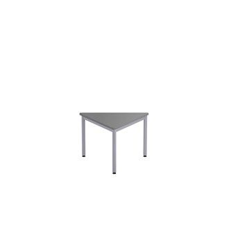 12:38 kolmiopöytä, 80x80x80 cm, pyöreät kulmat, hopea jalusta