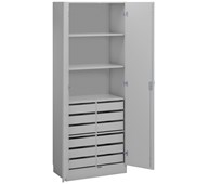 Norden materiaalikaappi 12 laatikkoa L80xS47xK210, vaaleanharmaa