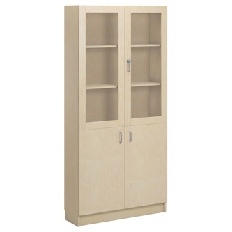Norden FSC materiaalikaappi 2 umpiovea 2 lasiovea L100xS32xK210, koivu