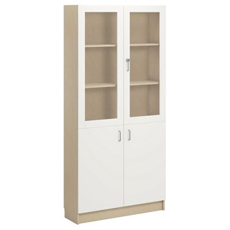 Norden FSC materiaalikaappi 2 umpiovea 2 lasiovea L100xS32xK210, koivu