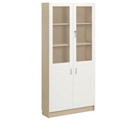 Norden materiaalikaappi 2 umpiovea 2 lasiovea L100xS32xK210, koivu