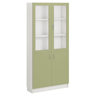 Norden FSC materiaalikaappi 2 umpiovea 2 lasiovea L100xS32xK210, valkoinen
