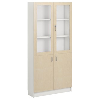 Norden FSC materiaalikaappi 2 umpiovea 2 lasiovea L100xS32xK210, valkoinen