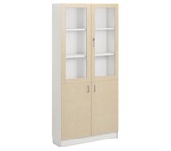 Norden FSC materiaalikaappi 2 umpiovea 2 lasiovea L100xS32xK210, valkoinen
