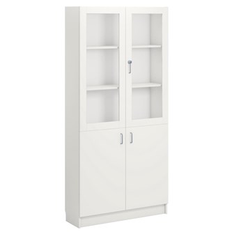Norden FSC materiaalikaappi 2 umpiovea 2 lasiovea L100xS32xK210, valkoinen