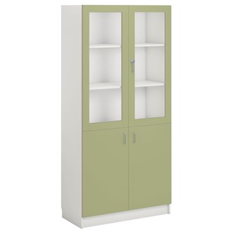 Norden FSC materiaalikaappi 2 umpiovea 2 lasiovea L100xS47xK210, valkoinen
