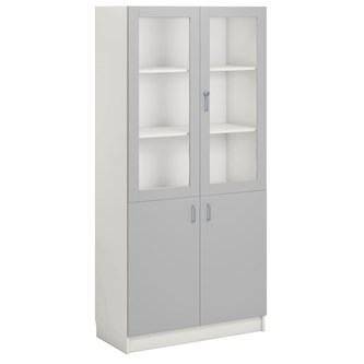 Norden FSC materiaalikaappi 2 umpiovea 2 lasiovea L100xS47xK210, valkoinen