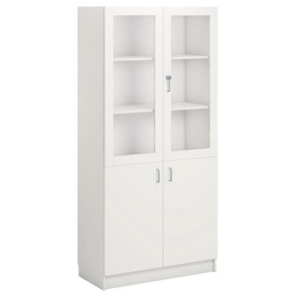 Norden FSC materiaalikaappi 2 umpiovea 2 lasiovea L100xS47xK210, valkoinen