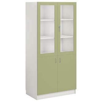 Norden FSC materiaalikaappi 2 umpiovea 2 lasiovea L100xS60xK210, valkoinen