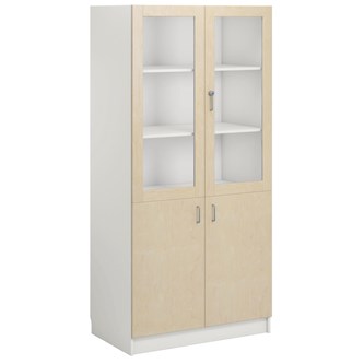 Norden FSC materiaalikaappi 2 umpiovea 2 lasiovea L100xS60xK210, valkoinen