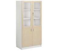 Norden FSC materiaalikaappi 2 umpiovea 2 lasiovea L100xS60xK210, valkoinen