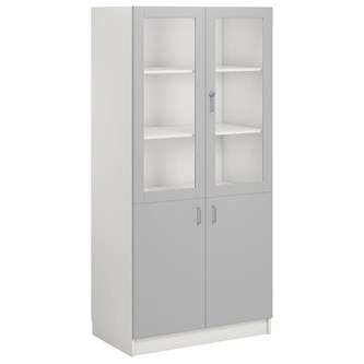 Norden FSC materiaalikaappi 2 umpiovea 2 lasiovea L100xS60xK210, valkoinen