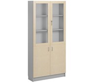 Norden FSC materiaalikaappi 2 umpiovea 2 lasiovea L100xS32xK210, vaaleanharmaa