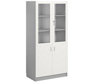 Norden materiaalikaappi 2 umpiovea 2 lasiovea L100xS60xK210, vaal.harmaa