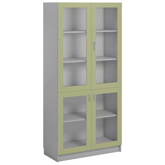 Norden FSC materiaalikaappi 4 lasiovea L100xS47xK210, vaaleanharmaa