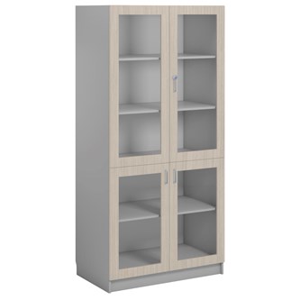 IS-VET Norden FSC materiaalikaappi 4 lasiovea L100xS60xK210, vaaleanharmaa